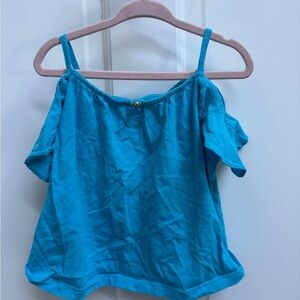 Lily Pulitzer 2-3 Girls Blue Off the Shoulder Short Sleeve Blouse Top